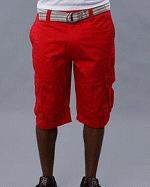 Sean John Clothing Red Color Twill Cargo Shorts
