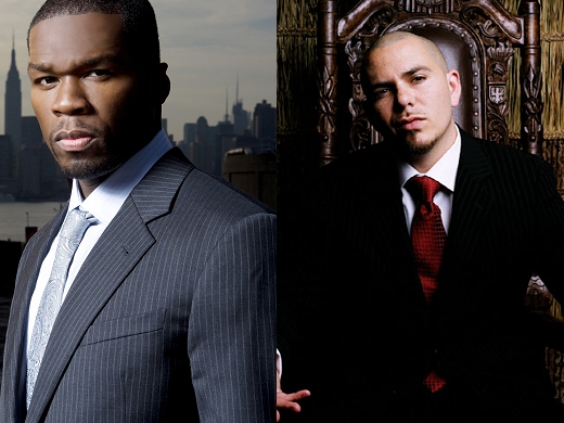 Rappers 50 Cent and Pitbull 
