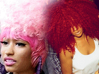 New Nicki Minaj Hair is Pink While New Rihanna Hair is Red
