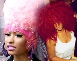 New Nicki Minaj Hair is Pink While New Rihanna Hair is Red