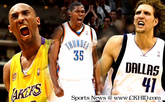 Kobe Bryant, Kevin Durant, and Dirk Nowitz