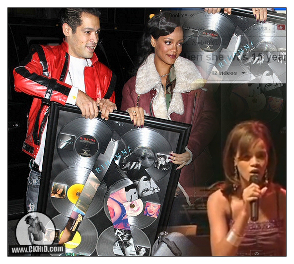 Rihanna Holds Plaque Commemorating 100 Million Album & Songs Sold + Teenage Rihanan