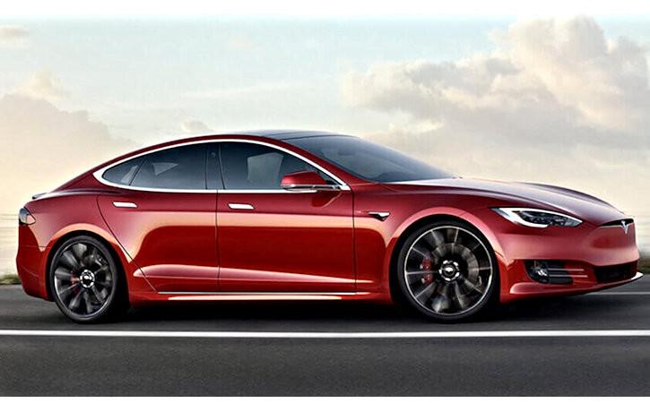 Electric Car; Red Tesla Model S